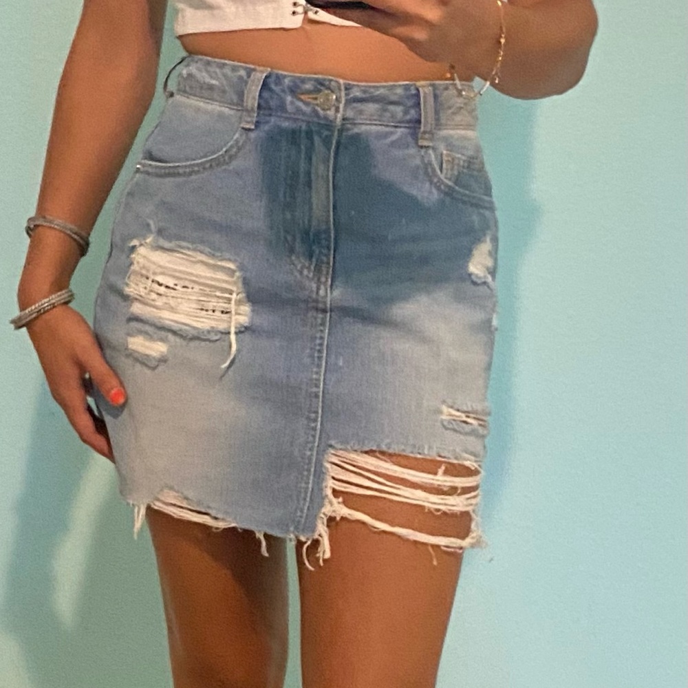 SYJP Ripped Denim Mini Skirt